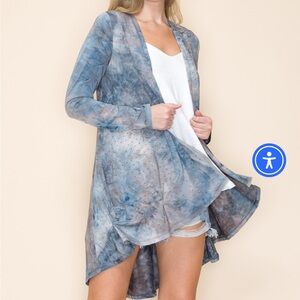Tie Dye Rhinestone Cardigan- Brown/Blue